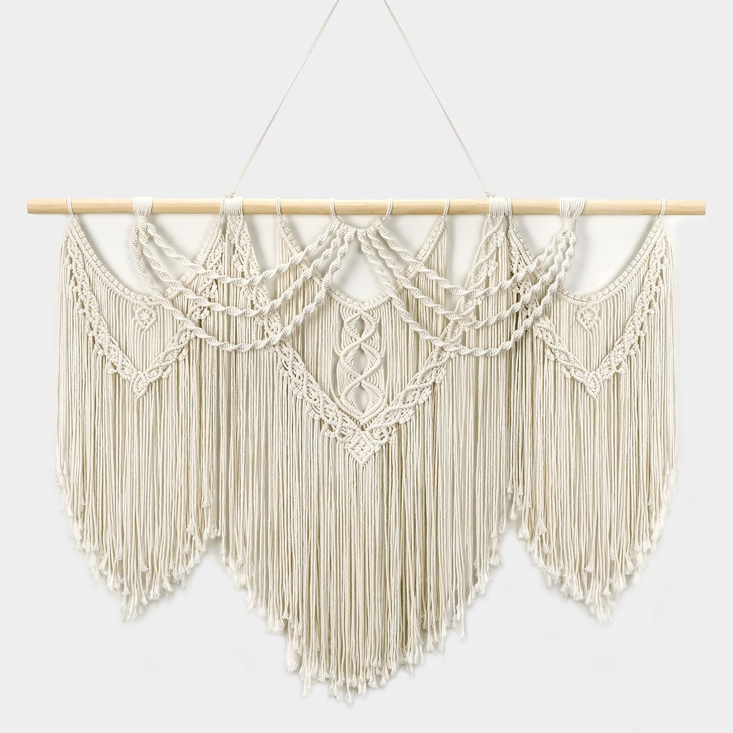 Large Macrame Wall Hanging – 43" x 32", Boho Tassel
