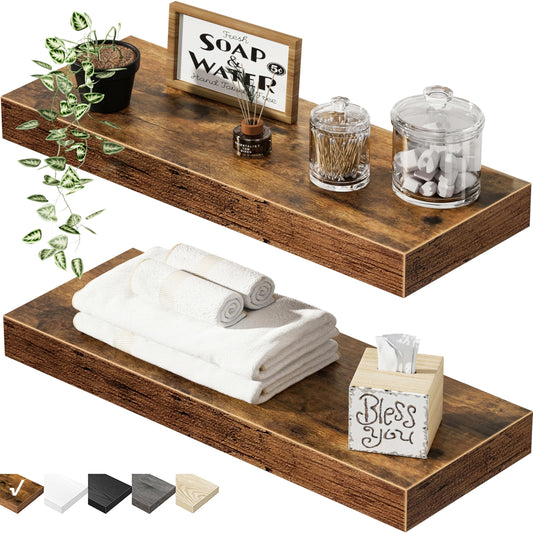 Bathroom Wall Shelves 15.7" – Set of 2, Rustic Brown